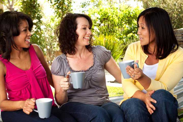 three women talking